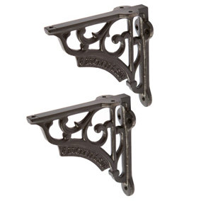 Hammer & Tongs Ornate Iron Shelf Bracket - D120mm - Black - Pack of 2