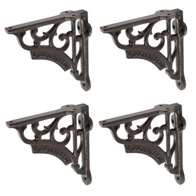 Hammer & Tongs Ornate Iron Shelf Bracket - D120mm - Black - Pack of 4 Price Comparisons | Compare The Build