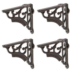 Hammer & Tongs Ornate Iron Shelf Bracket - D120mm - Black - Pack of 4