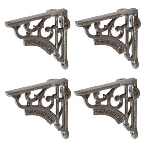 Hammer & Tongs Ornate Iron Shelf Bracket - D120mm - Raw - Pack of 4