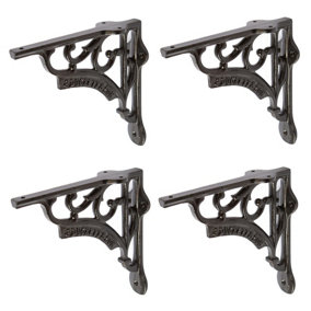 Hammer & Tongs Ornate Iron Shelf Bracket - D150mm - Black - Pack of 4