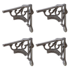 Hammer & Tongs Ornate Iron Shelf Bracket - D150mm - Raw - Pack of 4