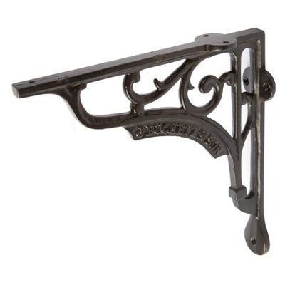 Hammer & Tongs Ornate Iron Shelf Bracket - D200mm - Black