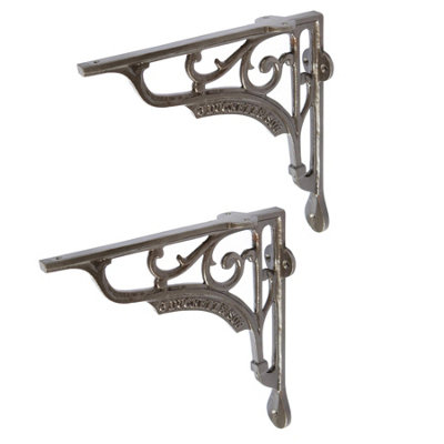 Hammer & Tongs Ornate Iron Shelf Bracket - D200mm - Raw - Pack of 2