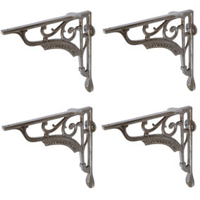 Hammer & Tongs Ornate Iron Shelf Bracket - D200mm - Raw - Pack of 4