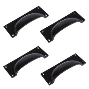 Hammer & Tongs Rectangular Cabinet Cup Handle - W130mm x H50mm - Black - Pack of 4