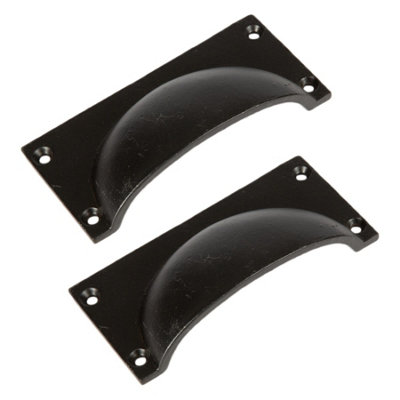 Hammer & Tongs Rectangular Cabinet Drawer Pull - W105mm x H50mm - Black - Pack of 2