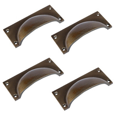 Hammer & Tongs Rectangular Cabinet Drawer Pull - W105mm x H50mm - Brass - Pack of 4