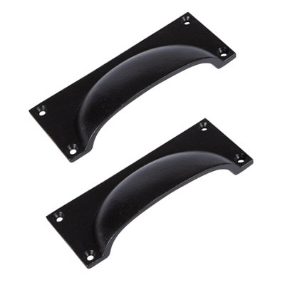 Hammer & Tongs Rectangular Cabinet Drawer Pull - W130mm x H50mm - Black - Pack of 2