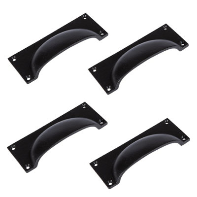 Hammer & Tongs Rectangular Cabinet Drawer Pull - W130mm x H50mm - Black - Pack of 4