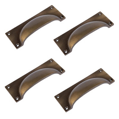 Hammer & Tongs Rectangular Cabinet Drawer Pull - W130mm x H50mm - Brass - Pack of 4