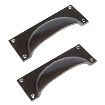 Hammer & Tongs Rectangular Cabinet Drawer Pull - W130mm x H50mm - Raw - Pack of 2
