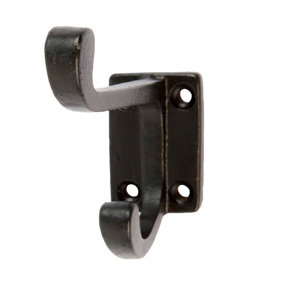 Hammer & Tongs - Rectangular Plate Rounded Hat & Coat Hook - W30mm x H85mm - Black