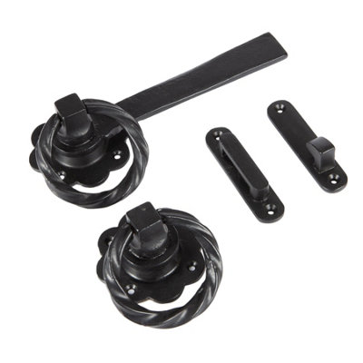 Hammer & Tongs - Rose Ring Gate Latch - W195mm - Black