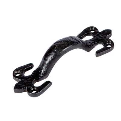 Hammer & Tongs - Rustic Fleur De Lis Door Handle - H105mm - Black