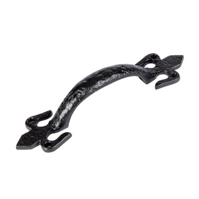 Hammer & Tongs - Rustic Fleur De Lis Door Handle - H200mm - Black