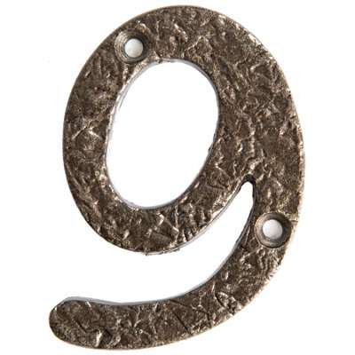 Hammer & Tongs Rustic Iron Numeral - Number 9 - H75mm - Raw