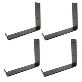 Hammer & Tongs Scaffold Board Iron Shelf Bracket - D235mm - Black - Pack of 4