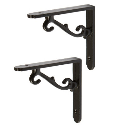 Hammer & Tongs Scroll Iron Shelf Bracket - D105mm - Black - Pack of 2