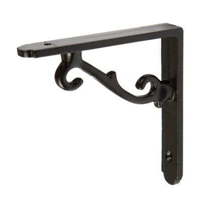 Hammer & Tongs Scroll Iron Shelf Bracket - D105mm - Black