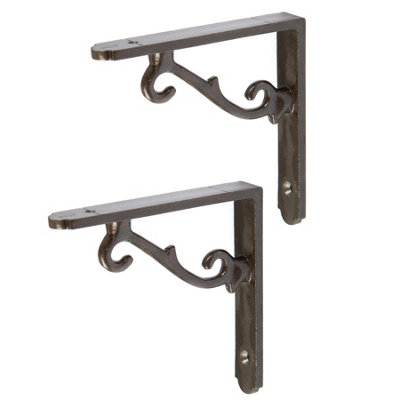 Hammer & Tongs Scroll Iron Shelf Bracket - D105mm - Raw - Pack of 2