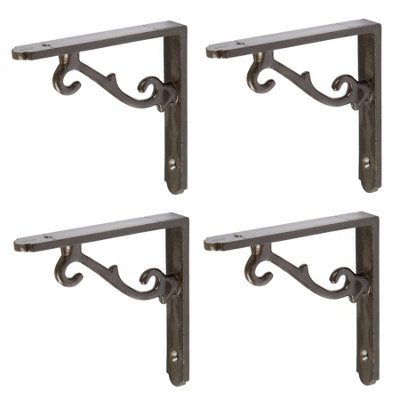 Hammer & Tongs Scroll Iron Shelf Bracket - D105mm - Raw - Pack of 4