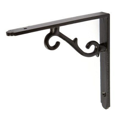 Hammer & Tongs - Scroll Iron Shelf Bracket - D155mm - Black