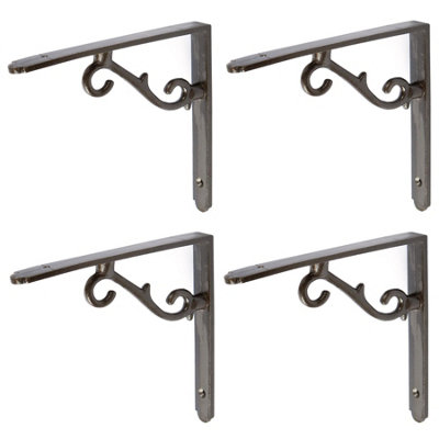 Hammer & Tongs Scroll Iron Shelf Bracket - D155mm - Raw - Pack of 4