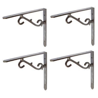 Hammer & Tongs Scroll Iron Shelf Bracket - D205mm - Raw - Pack of 4