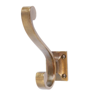 Hammer & Tongs Square Back Hat & Coat Hook - W35mm x H105mm - Brass