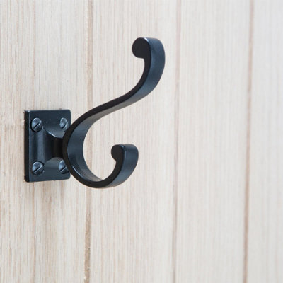 Hammer & Tongs Square Back Hat & Coat Hook - W35mm x H80mm - Black
