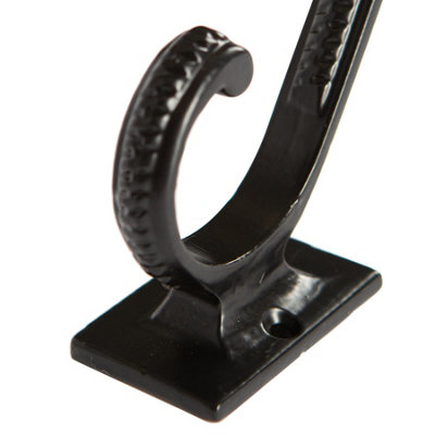 Hammer & Tongs - Square Back Scroll Hat & Coat Hook - W35mm x H100mm - Black
