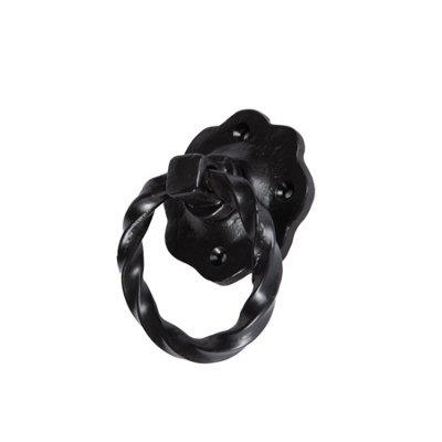 Hammer & Tongs Twisted Rose Gate Handle - W75mm - Black