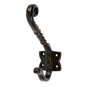 Hammer & Tongs - Twisted Scroll Hat & Coat Hook - W40mm x H125mm - Black
