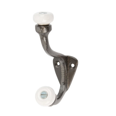 Hammer & Tongs White Ceramic Ball Hat & Coat Hook - W30mm x H105mm - Raw