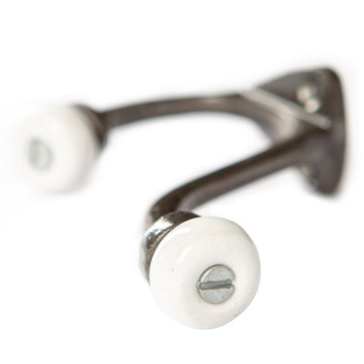 Hammer & Tongs White Ceramic Ball Hat & Coat Hook - W30mm x H105mm - Raw