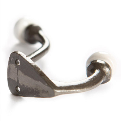 Hammer & Tongs White Ceramic Ball Hat & Coat Hook - W30mm x H105mm - Raw