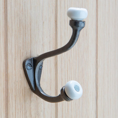 Hammer & Tongs White Ceramic Ball Hat & Coat Hook - W30mm x H105mm - Raw
