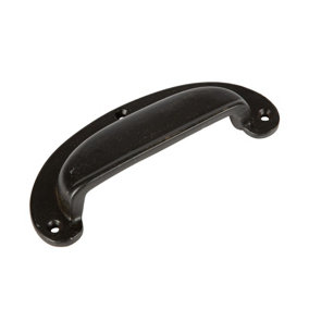 Hammer & Tongs - Wide Lipped Cabinet Cup Handle - W130mm x H50mm - Black