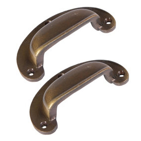Hammer & Tongs Wide Lipped Cabinet Cup Handle - W95mm x H40mm - Brass - Pack of 2