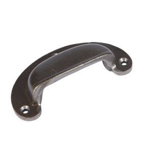 Hammer & Tongs - Wide Lipped Cabinet Cup Handle - W95mm x H40mm - Raw