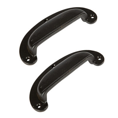 Hammer & Tongs Wide Lipped Cabinet Drawer Pull - W130mm x H50mm - Black - Pack of 2