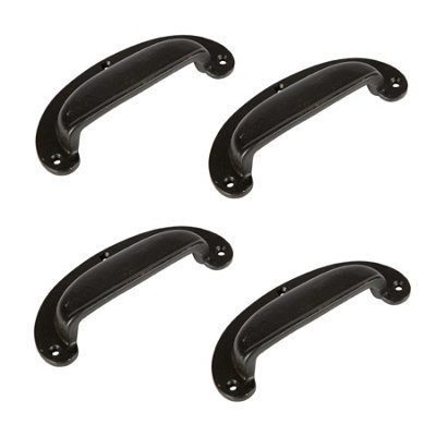 Hammer & Tongs Wide Lipped Cabinet Drawer Pull - W130mm x H50mm - Black - Pack of 4