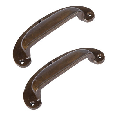 Hammer & Tongs Wide Lipped Cabinet Drawer Pull - W130mm x H50mm - Brass - Pack of 2
