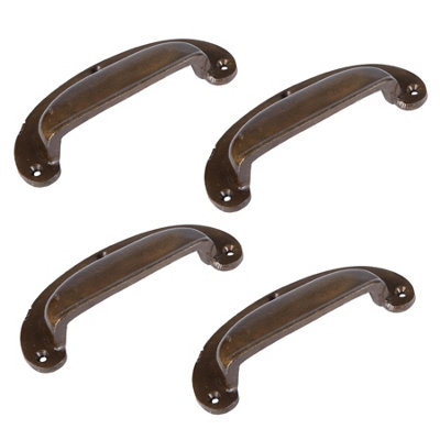 Hammer & Tongs Wide Lipped Cabinet Drawer Pull - W130mm x H50mm - Brass - Pack of 4