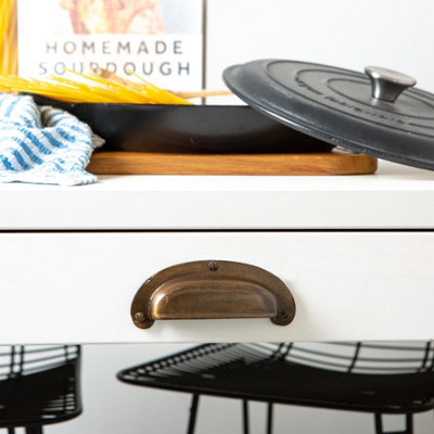 Hammer & Tongs Wide Lipped Cabinet Drawer Pull - W130mm x H50mm - Raw
