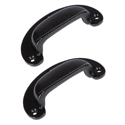 Hammer & Tongs Wide Lipped Cabinet Drawer Pull - W95mm x H40mm - Black - Pack of 2