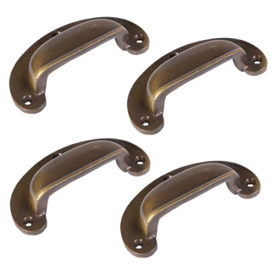 Hammer & Tongs Wide Lipped Cabinet Drawer Pull - W95mm x H40mm - Brass - Pack of 4
