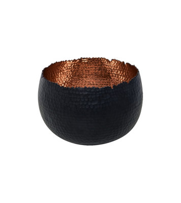 Hammered Bowl Black/Copper 30Cm