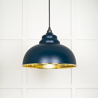 Hammered Brass Harborne Pendant in Dusk